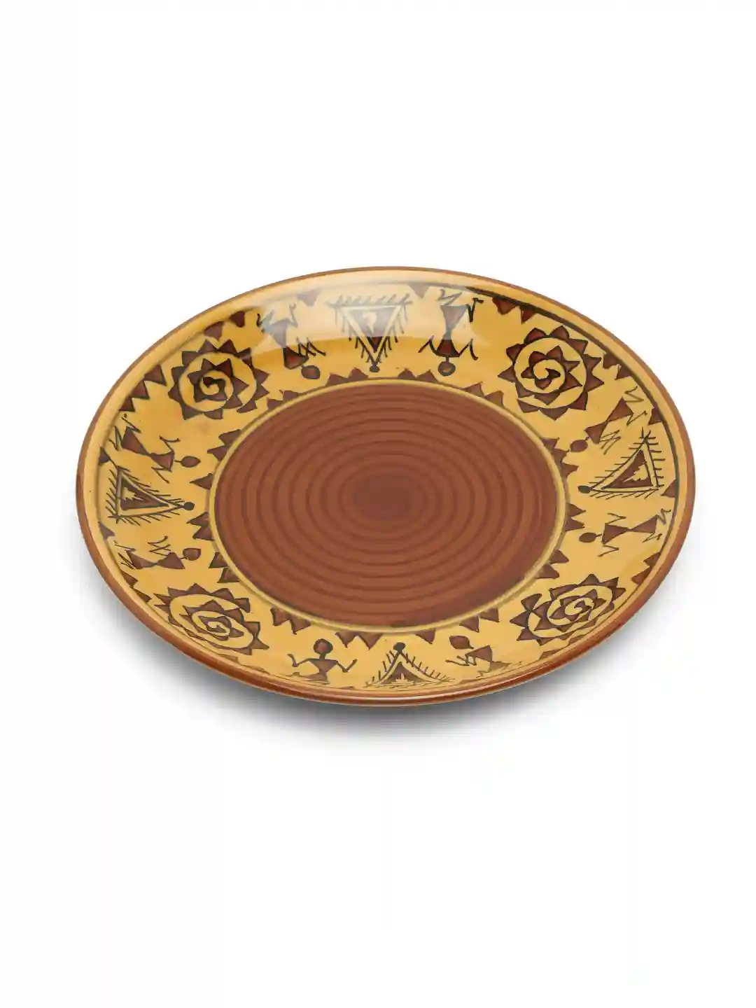 Shilpkara "The Madhubani Tales" Hand Painted Ceramic Dinner & Serving Plates 10 Inches - Set of 4