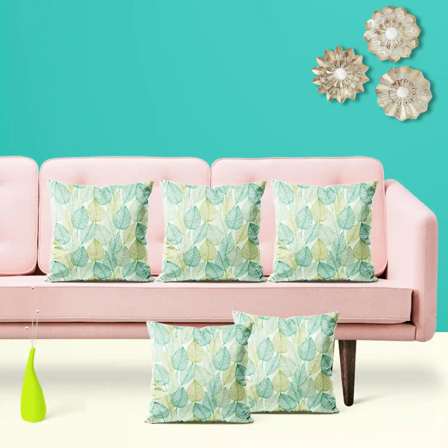 ArtzFolio Ornamental Spring | Decorative Cushion Cover for Bedroom & Living Room | Velvet Fabric | 12 x 12 inch (30 x 30 cms); Set of 5 pcs