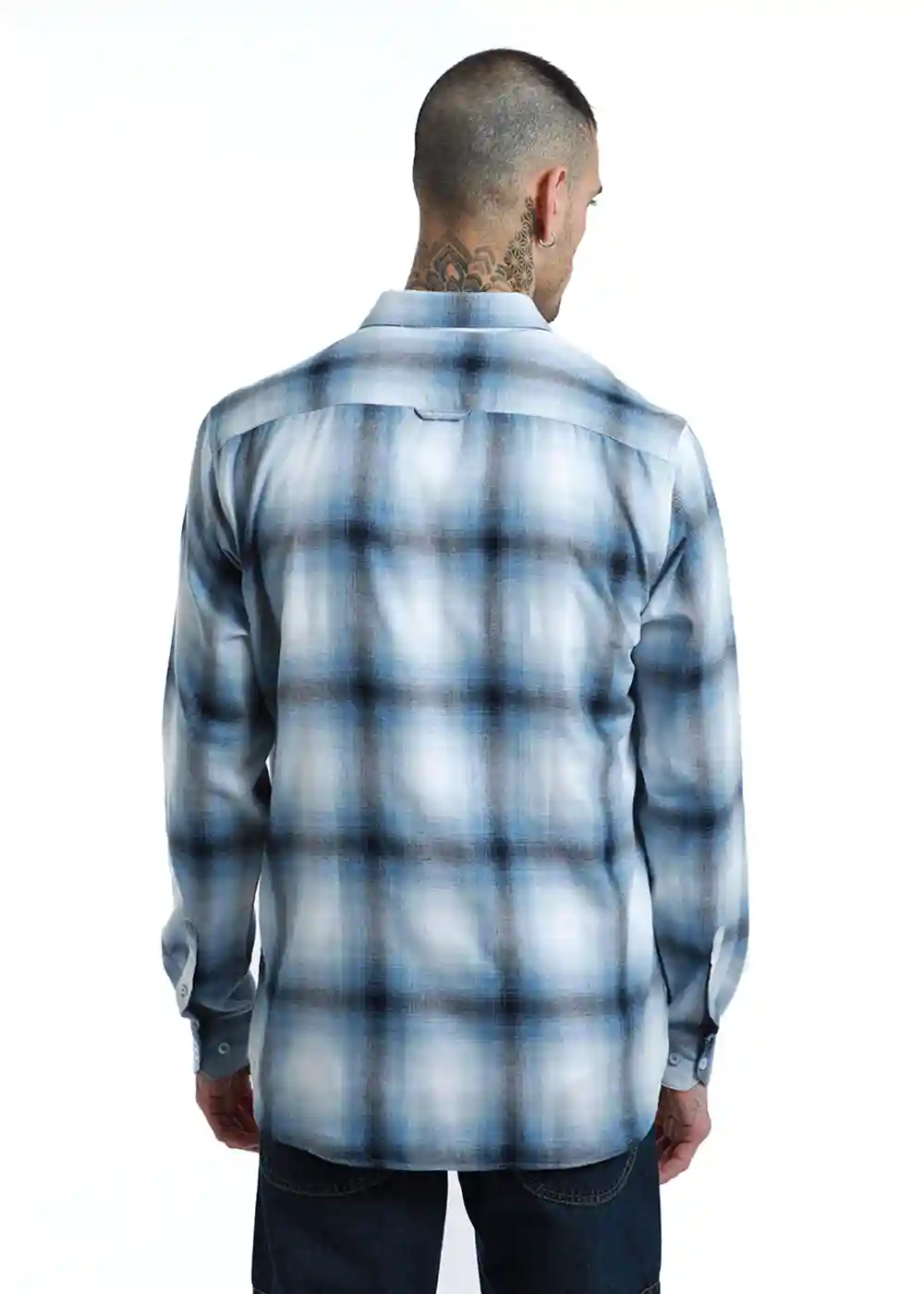 Banana Club Melange Check Soft Blue Shirt- (Small)