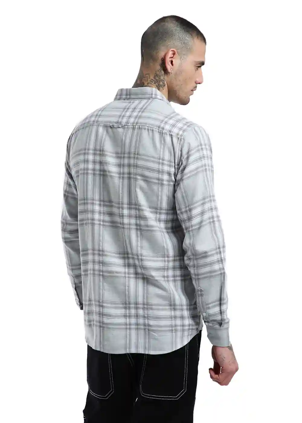 Banana Club Melange Moon Grey Check Shirt- (Small)