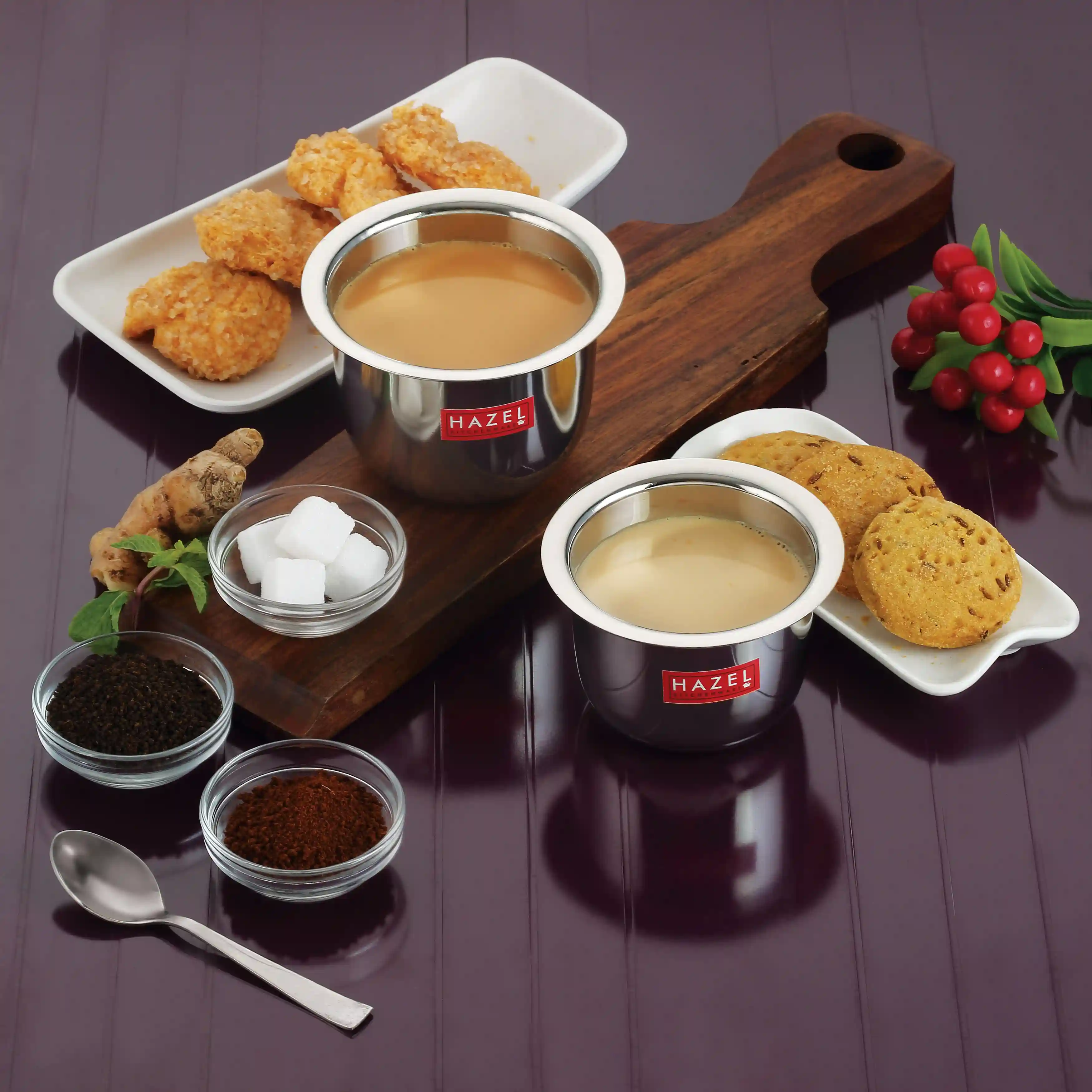 HAZEL Stainless Steel Mini Tea Glasses | Traditional Coffee Milk Serving Glass |Steel Pela Patra Set of 3, 9 cm, 100 ML, Silver