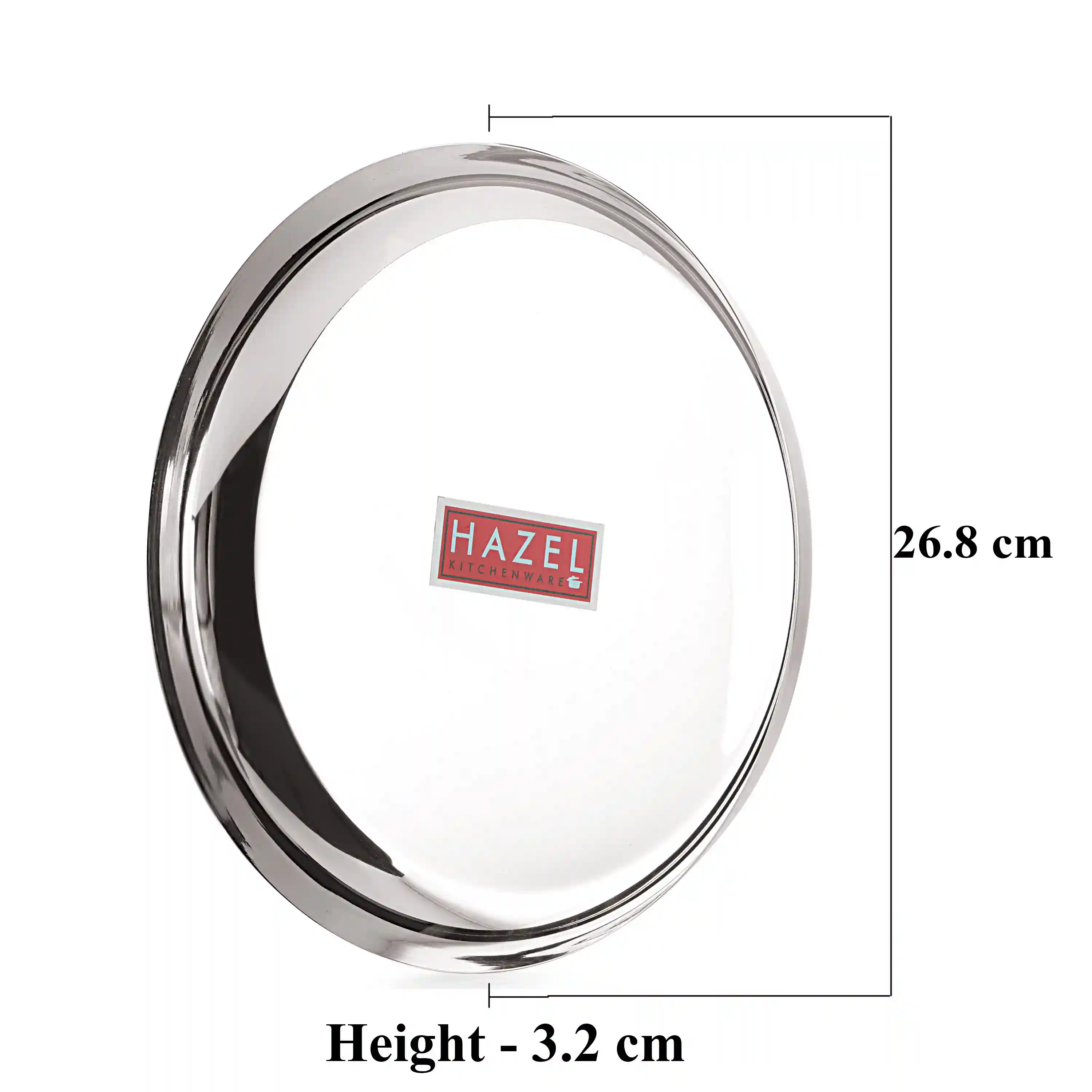 HAZEL Steel Plates for Lunch |Plates Set Steel for Dinner | Steel Dinner Plates Set, 26.8 cm, Set of 2