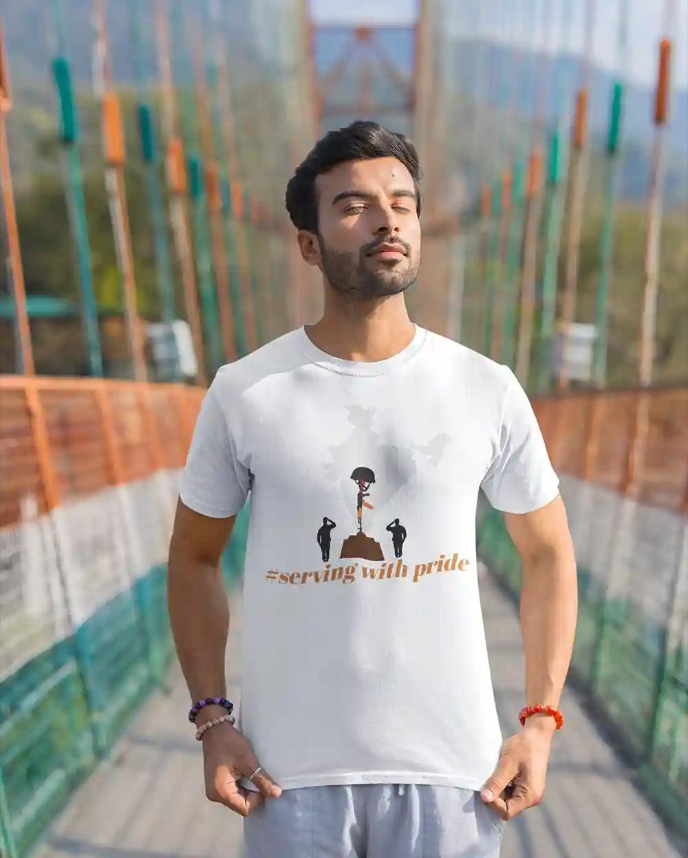 Indian Map Tee for Men: Salute to the Brave - S
