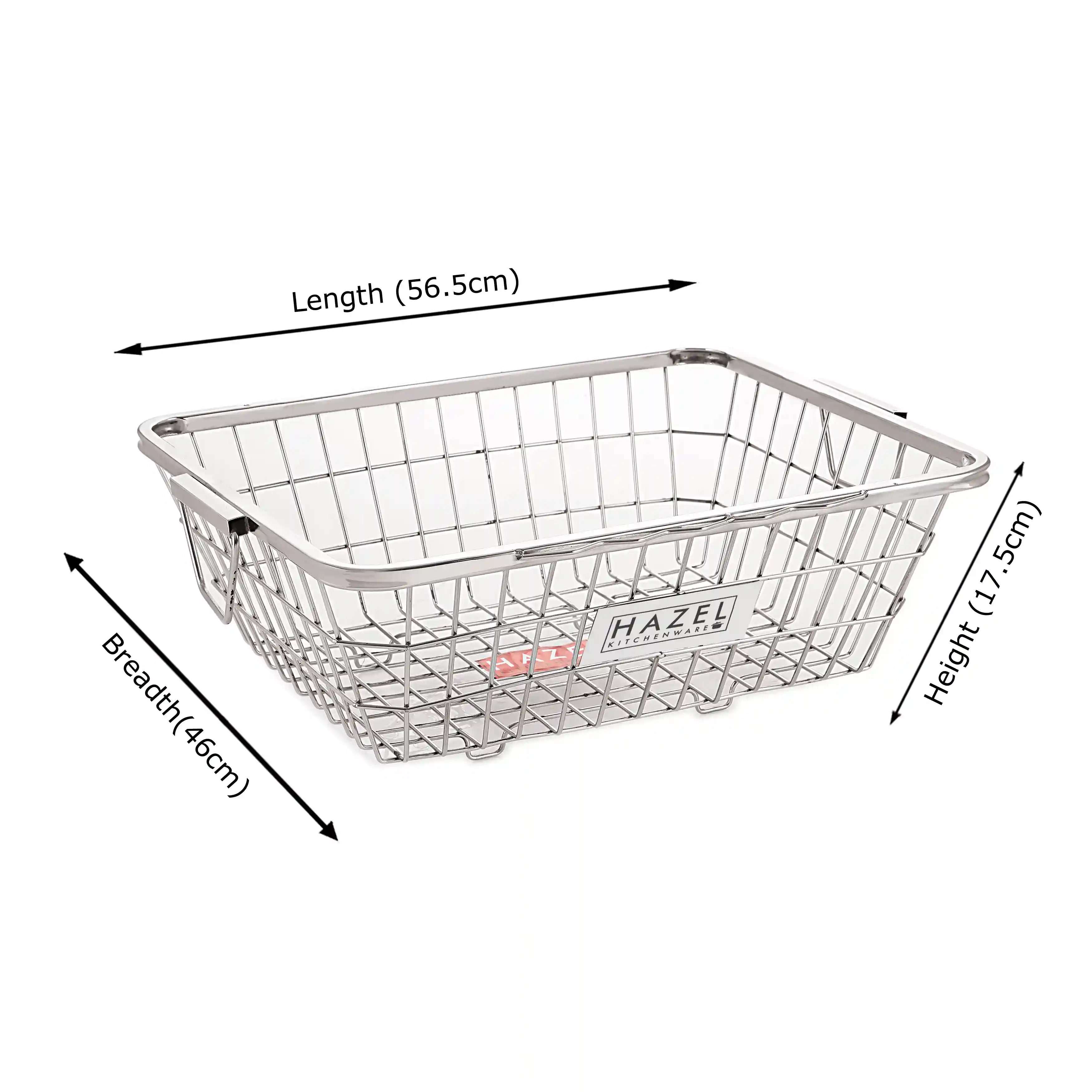 HAZEL Stainless Steel Dish Drainer Basket for Kitchen I Large Size Utensils Rack for Kitchen I Rectangle Shape Utensil Basket, Silver I Daily Use Kitchen Storage Rack