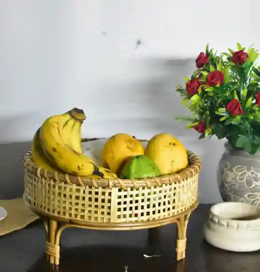 Cane Wood Round Basket