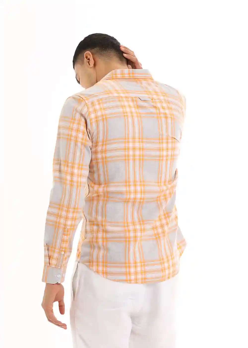Banana Club Melange Orange Checked Shirt- (Small)