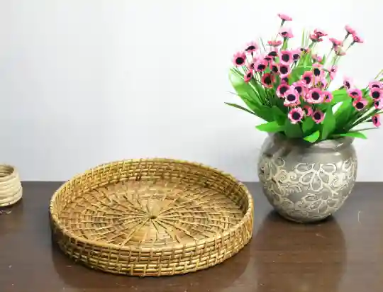 Cane Round Serving Trays