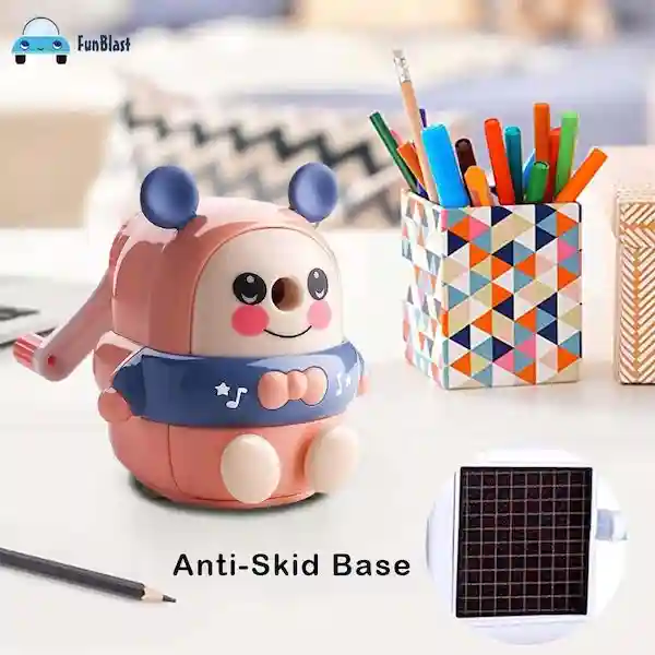 FunBlast Teddy Pencil Sharpener Machine For Kids - Pink