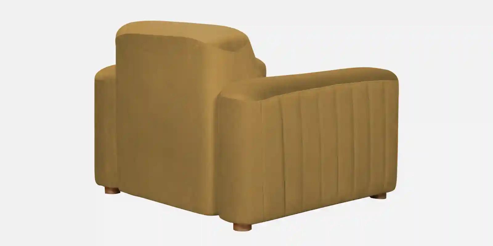 Pine Wood Polyester Fabric Sofa Beige -1 Seater