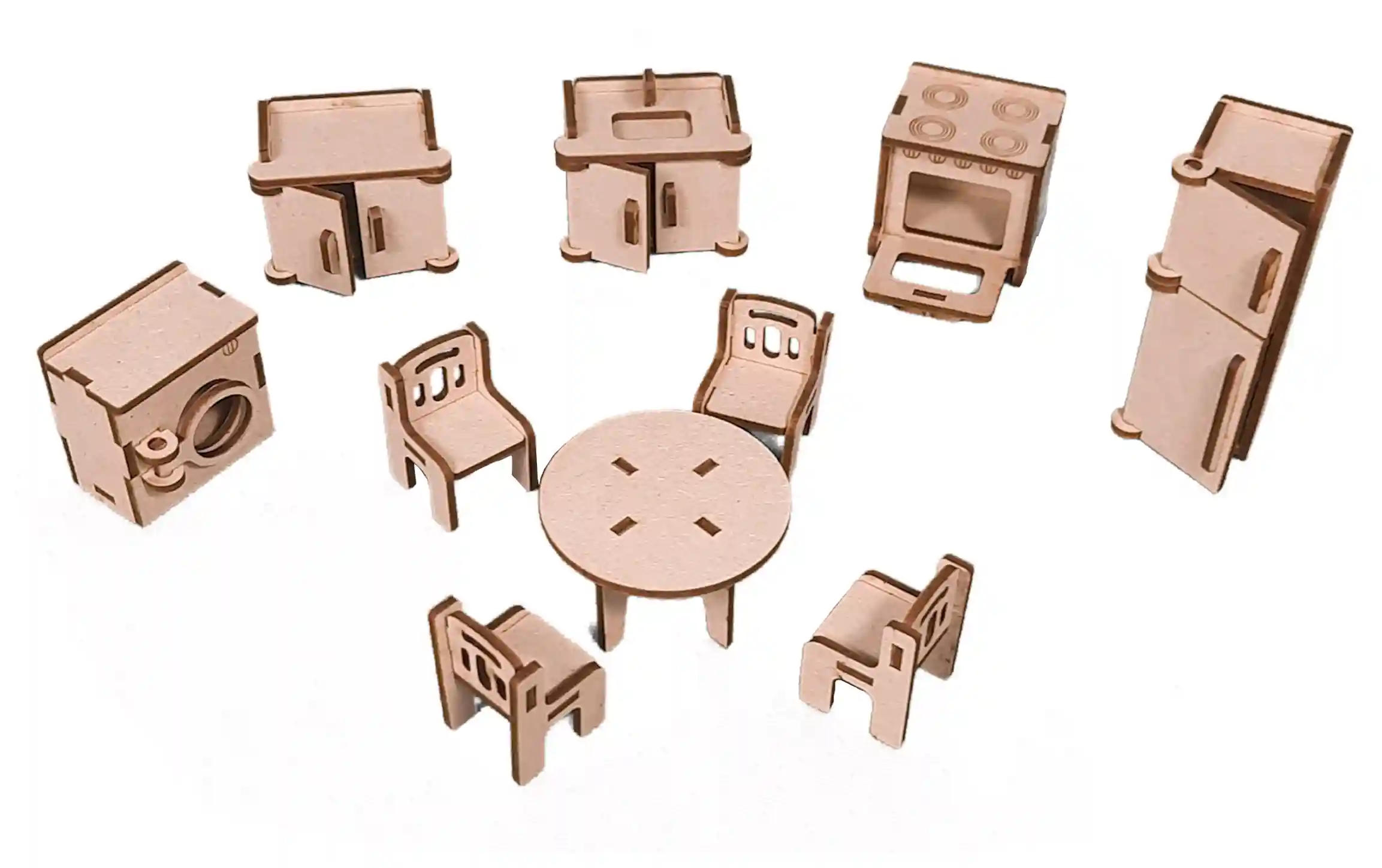 DIY Wooden mushroom dollhouse with set of 10 furnitures.