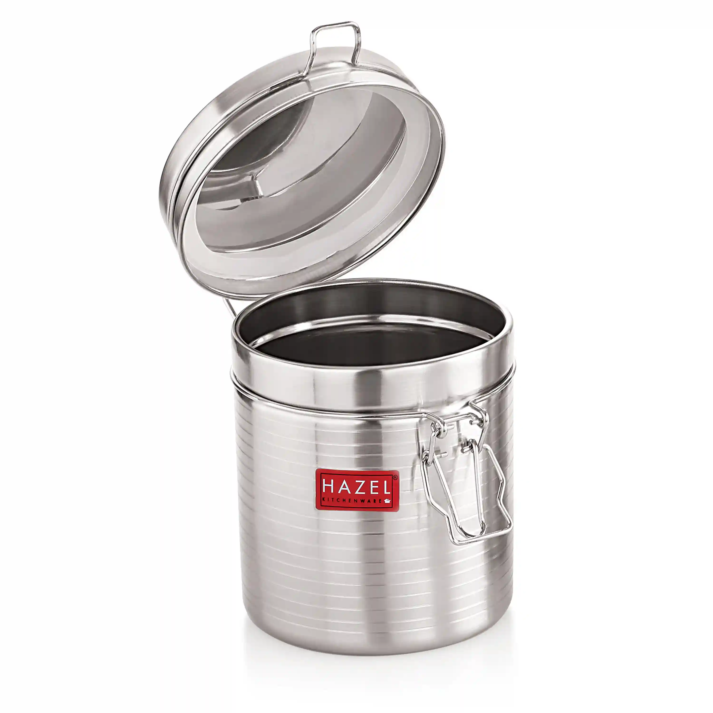 HAZEL Stainless Steel Container with Clip Lock |Steel Container For Kitchen Storage Set | Steel Storage Box For Kitchen, 900 ML, Silver