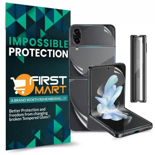 FIRST MART Screen Protector for Samsung Galaxy Z Flip4 5G - Front and Back Nano Fiber Unbreakable Membrane Case Friendly Full Edge to Edge Screen Coverage & Installation Kit (Crystal Clear)