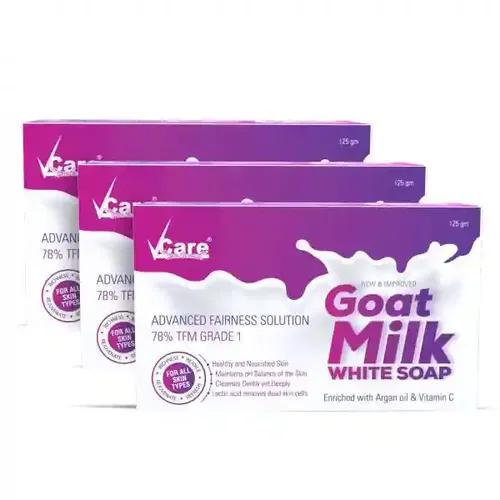 VCare Goat Milk Soap For Women & Men with Vitamin C Argan Oil for Deep Exfoliation and provides hydration | Sulfate & Paraben Free Bathing Soap Bar