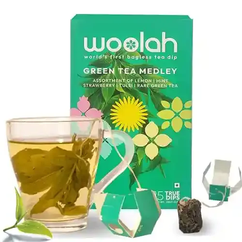 Woolah Green Tea Assortment pack, Organic BAGLESS Tea Dip 100% PLASTIC FREE, Natural Whole Leaf, High EGCG antioxidants supports WEIGHT MANAGEMENT, Skin and HEART health.