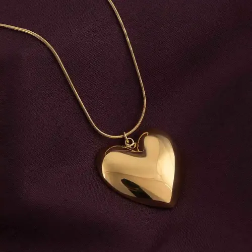 Palmonas 18K  Gold Plated Heart Pendent Gold Chain Necklace For Womens Waterproof & Anti-Tarnish