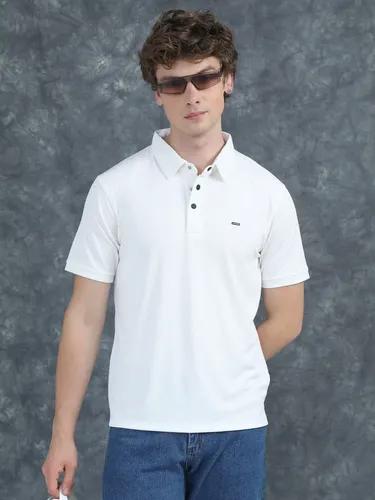 White Cubic Polo T-Shirt