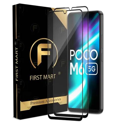 FIRST MART Premium Tempered Glass for Poco M6 5G with Edge to Edge Coverage and Easy Installation Kit, Pack of 2