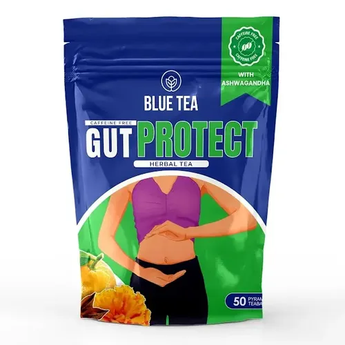 BLUE TEA - Gut Protect Tea - 50 Tea Bags - Plant Based || GUT PROTECTION || Antioxidants Support - Flower Based - Herbal Tea - Caffeine Free - Vegan || Eco- Conscious Zipper Pack