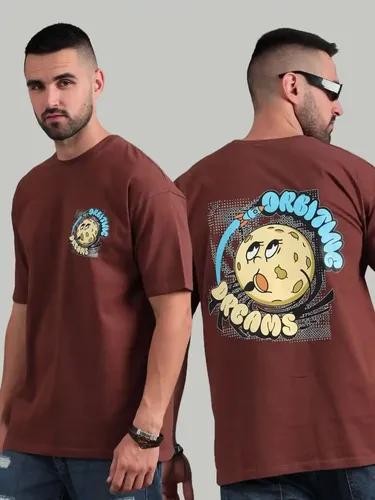 Brown Orbiting Dreams Oversized T-Shirt