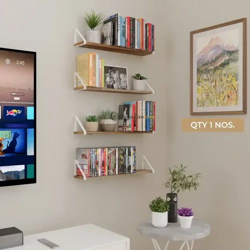 ORGANIZEMEE Wooden Decorative Corner Shelves For Living Room,Floating Shelf For Wall,With Metal Brackets Suitable For Kitchen, Living Room, Bedroom Wall Decor