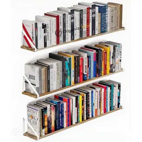 ORGANIZEMEE Wooden Decorative Corner Shelves For Living Room,Floating Shelf For Wall,With Metal Brackets Suitable For Kitchen, Living Room, Bedroom Wall Decor (46 Inch White Bracket)