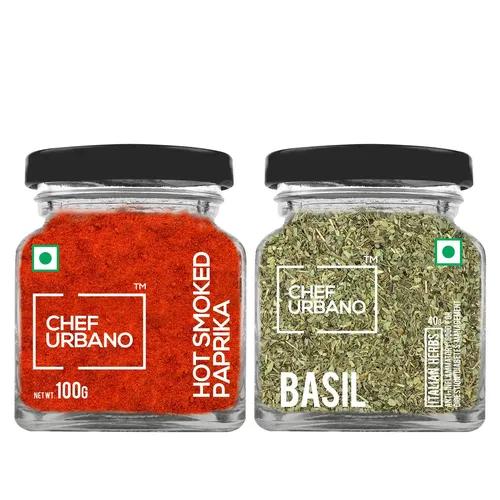 Chef Urbano Combo of Smoked Paprika Hot 100g & Basil 40g