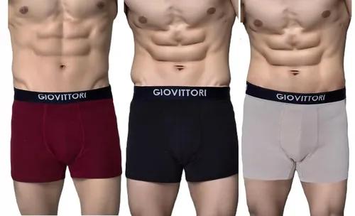 GIOVITTORI Men's Cotton Stretch Underwear Trunks Combo Pack of 3 Colors