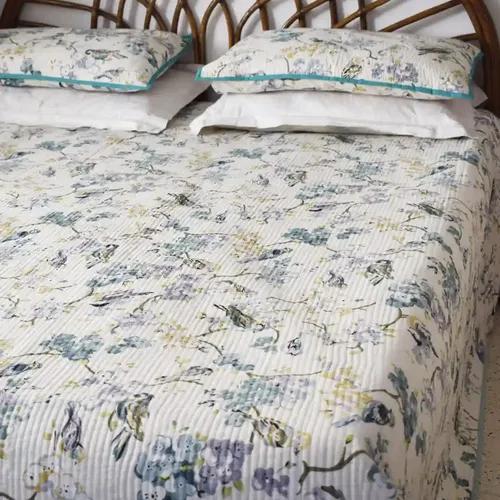 Amara Birds of Garden Printed Reversible Quilted Bedcover Set