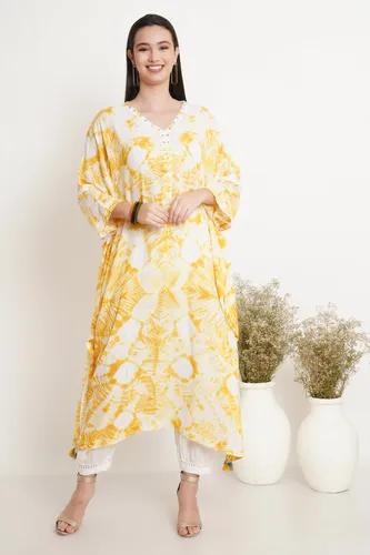 Mustard Yellow Pole Tie Dye Kaftan