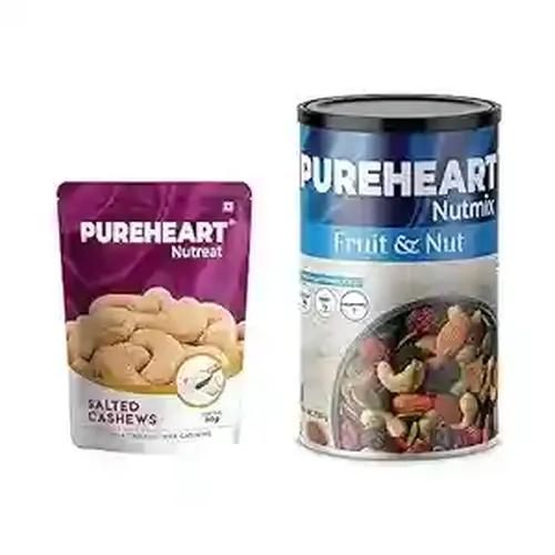 PUREHEART Salted Cashew (80 gm) and Nutmix Fruit & Nuts Combo Set (Cashews, Almonds, Raisins, Cranberries) (230 gm) Delicious & Crunchy Dry Fruits, Ideal Gift for Everyone