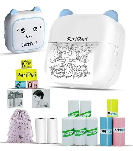 Periperi C23 Mini Thermal Printer Gift Box (2 Year Warranty) Inkless Bluetooth Pocket Printer With Pouch, 10 Paper & Sticker Rolls. Compatible With Ios, Android