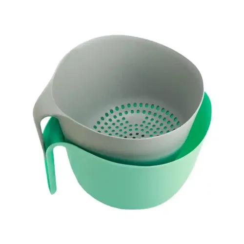 Gluman Washing Vegetables and Fruit Draining Basket Strainer | Fruit Basket for Dining Table | Detachable Double Layer Drain Basket Salad Bowl Basket | Anti-Skid Bottom Pegs (Teal Green)