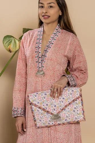 Co-ord Pink Rashidi Kurta Set With Side Pocket