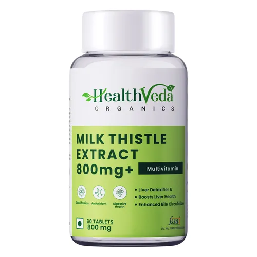 Health Veda Organics Milk Thistle for Liver Support & Liver Detox, 60 Veg Tablets