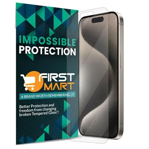 FIRST MART Screen Protector for iPhone 15 Pro (6.1 Inch) Crystal Clear Impossible Fiber Case Friendly Protection with Easy Installation Kit| Crystal Clear