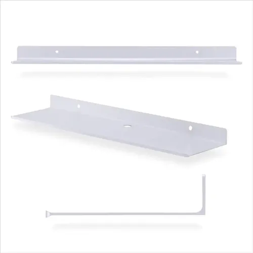 ORGANIZEMEE Metal Large Wall Mounted Shelves,Bluetooth Speaker,Wi-Fi Camera Stand Corner Floating Shelf For Living Room & Bedroom,Home Decor Items Plant Pot Mounting Racks[31.5Cm X12.5Cm] Qty 1(White)