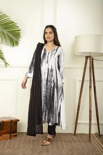 Black & White Rope Tie And Dye Kurta Sets