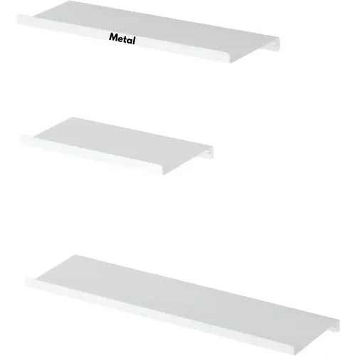 ORGANIZEMEE Metal Floating Shelf For Wall Set Of 3 For Decorative Wall, Long Wall Shelf, Nordic, Modern Design,For Living Room & Bedroom, Home Decor Items Plant Pot Mounting 17"+13"+9"(White Set Of 3)