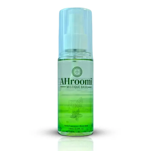Ahroomi Mystique Basil 100 ml Air Freshener | Basil & Eucalyptus Essential Oils | Long-Lasting | Safe for Home, Car, Kids & Pets| Refreshing Room Mist