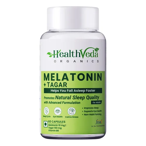 Health Veda Organics Melatonin Capsules for Better Sleep & Relaxation, 60 Veg Capsules (Non Habit Forming)
