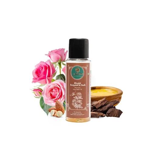 ASHPVEDA Blissful Desi Gulab and Oudh Harmonizing After Bath Oil | Essential Ayurvedic Herb Enriched Massage Oil for Body Face and Skin