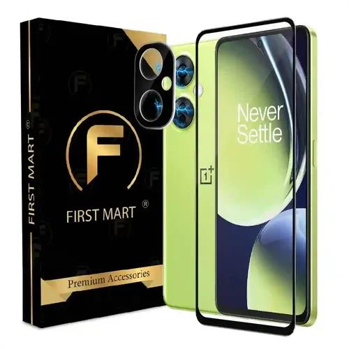 FIRST MART Tempered Glass and Camera Lens for OnePlus Nord CE 3 Lite 5G with Edge to Edge Screen Coverage and Easy Installation | Black