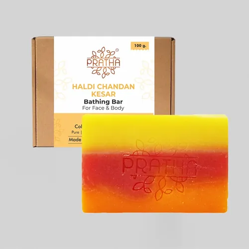 Pratha Haldi-Chandan-Kesar | Cold Process Handmade Soap