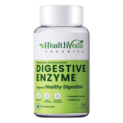 Health Veda Organics Digestive Enzyme Capsules For Better Digestive Function & Healthy Gut, 60 Veg Capsules
