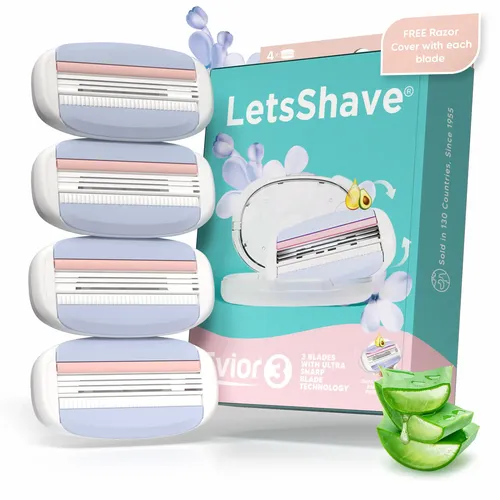 LetsShave Evior 3 Sensitive Blade Refills/Cartridges (Pack Of 4) |Openflow Hair Removal Razor Blades For Women