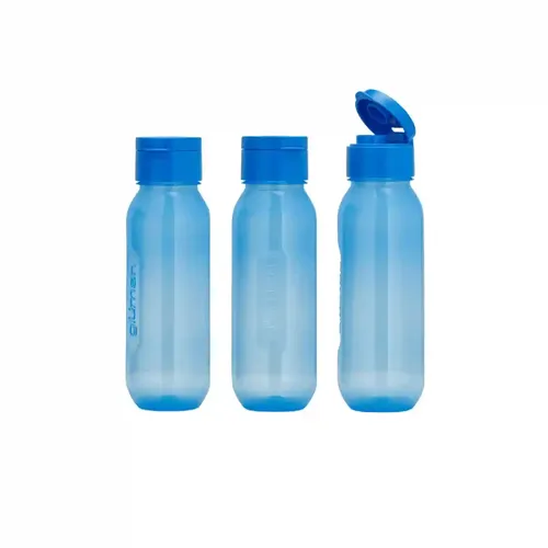 Gluman 500 ml Leak proof Plastic Claro Mini Spout Water Bottle Set of 3 | Anti-Bacterial & BPA Free | Flip-Top Spout Lid Plastic | 100% Food Grade | Ideal for Gym, Travel, School, Office, Kids