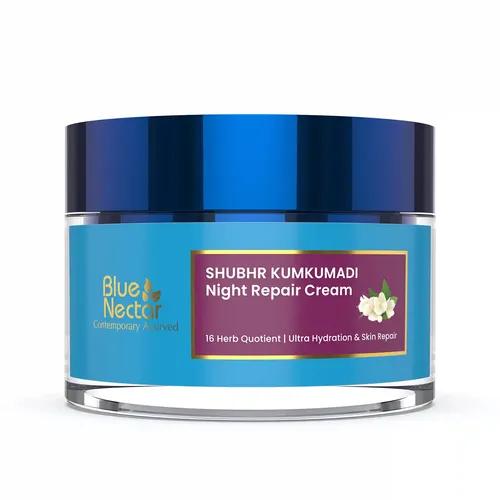 BLUE NECTAR Kumkumadi Night Cream for Women for Glowing Skin | Brightening Night Cream for Oily, Dry & Combination Skin (16 Herbs, 15g)