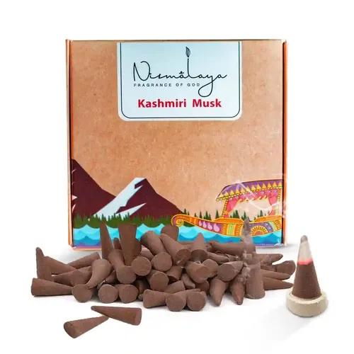 Nirmalaya Kashmiri Musk Incense Cones | Incense Cones for Pooja Recycled Flowers | Organic Dhoop Cones (40 Units) - Pack of 2