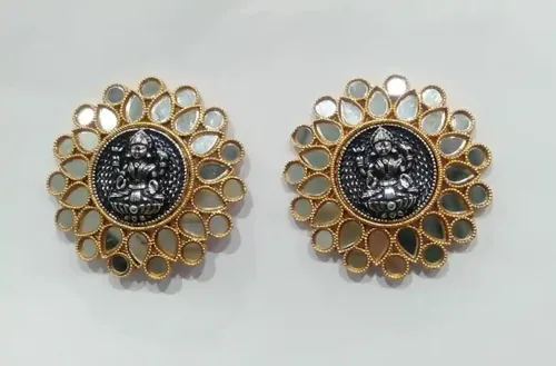 German Lakshmi Mirror Stud Earrings
