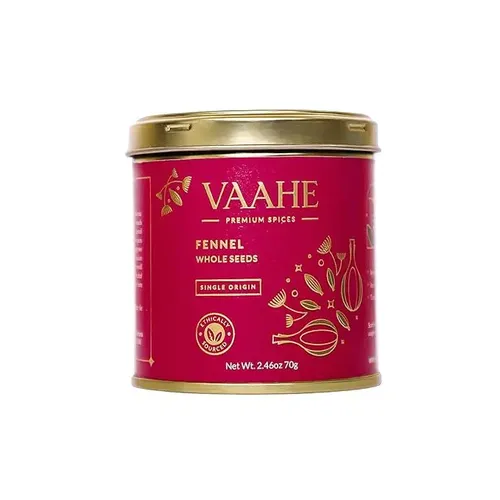VAAHE Premium Fennel Whole (Saunf) | Single Origin (Rajasthan) | Freshly Packed | 100% Pure and Natural | Premium Tin Box (70 gm)